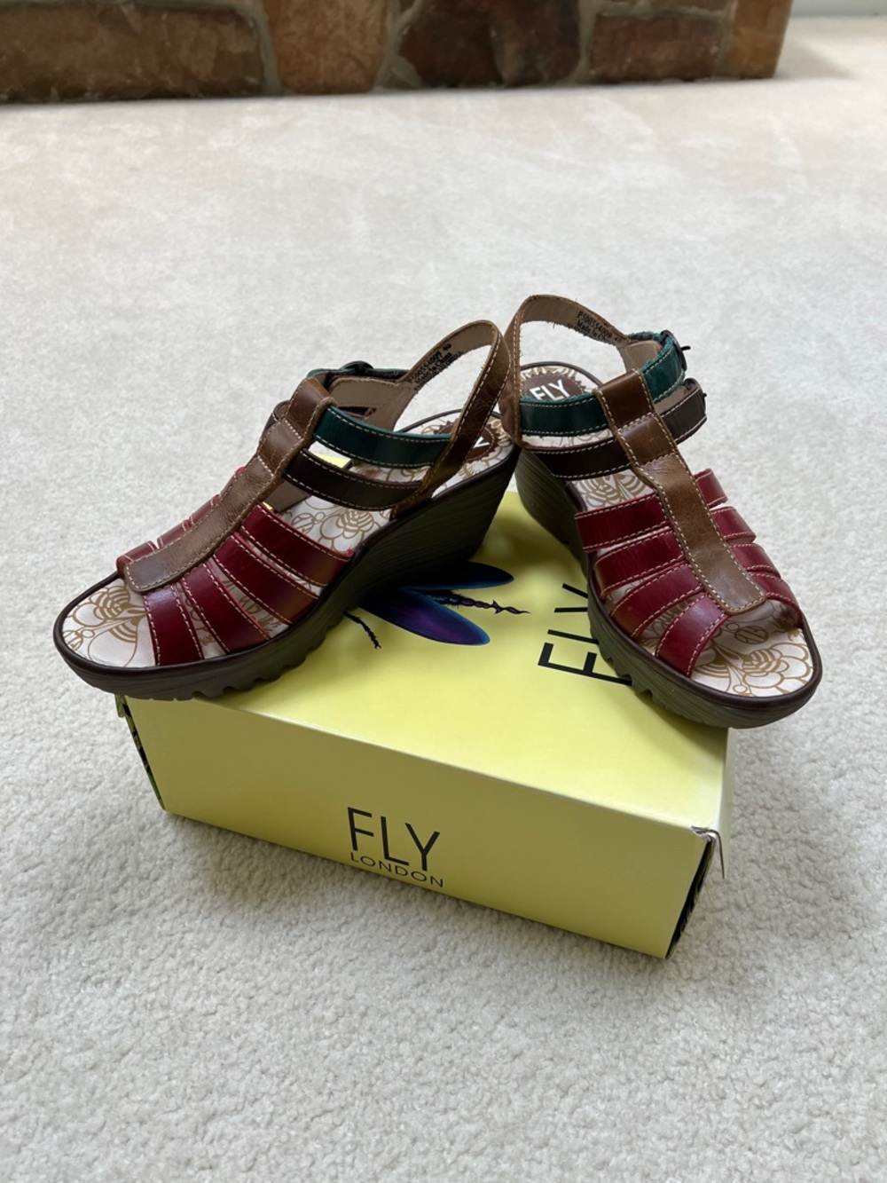 Fly London Ygor Rug Genuine Leather Platform Sandals - EU 40